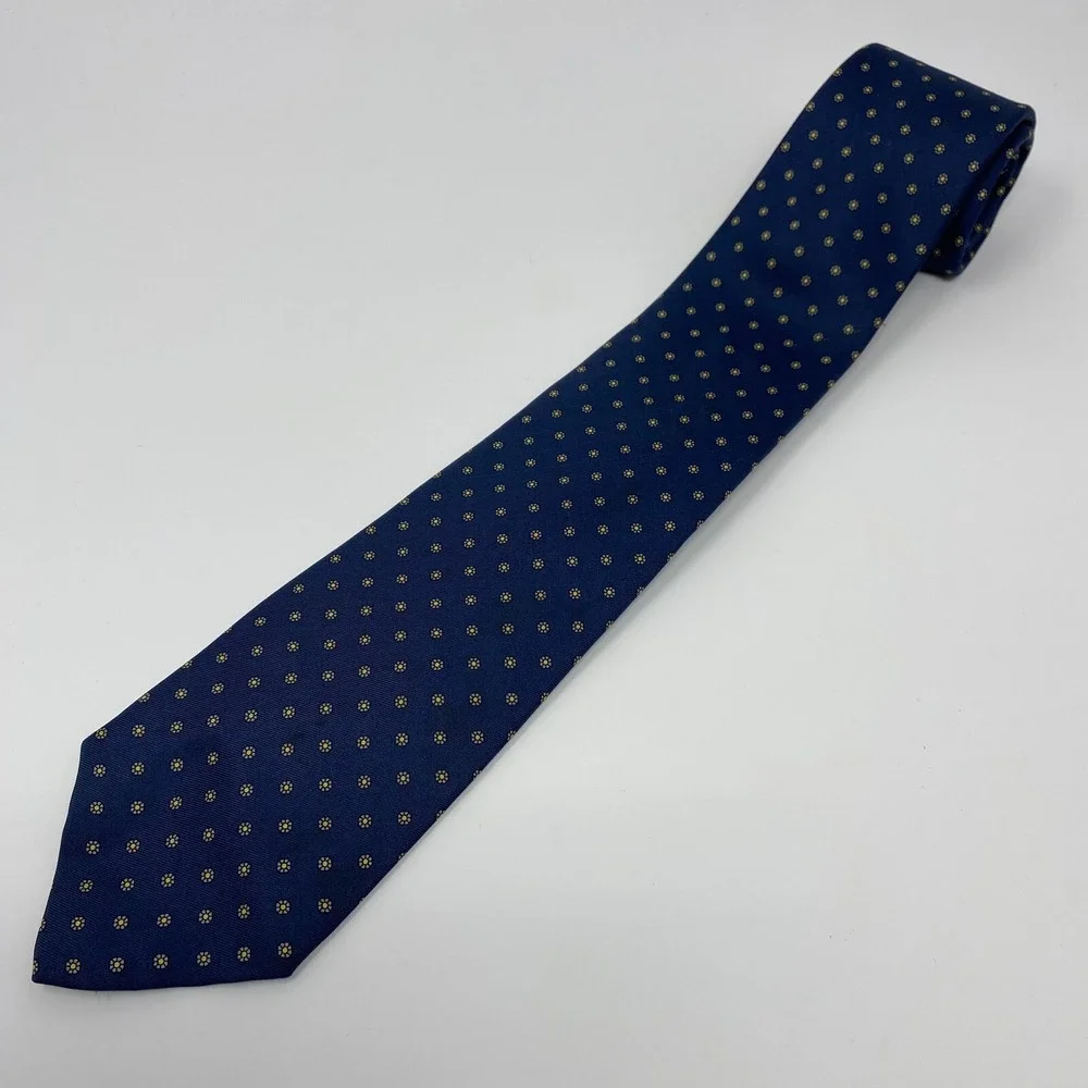 Brooks Brothers Tie Men Blue 100% Silk Necktie Spring Daisy Flower Made in‎ USA